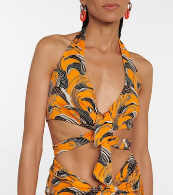 Printed halterneck crop top | Rabanne