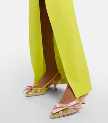 Virgule embellished satin slingback pumps | Roger Vivier