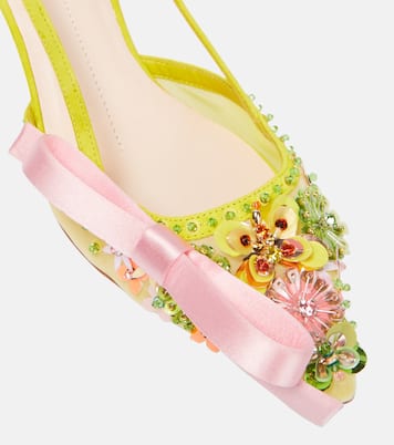 Virgule embellished satin slingback pumps | Roger Vivier