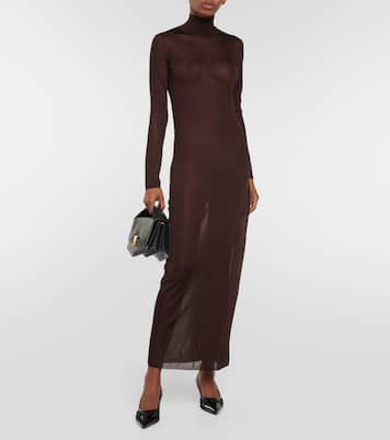 Abito lungo a collo alto in maglia | Alaïa