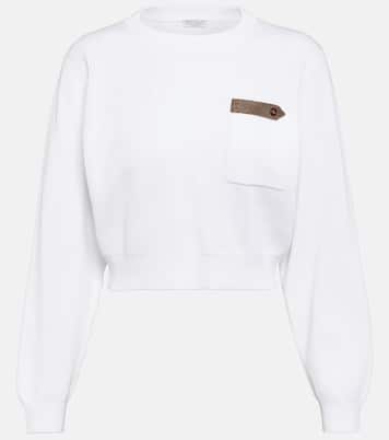 Sudadera cropped en jersey de algodón | Brunello Cucinelli