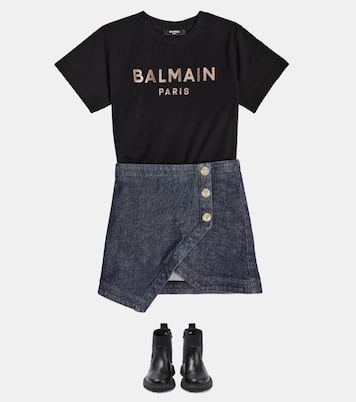 Camiseta en jersey de algodón con logo | Balmain Kids