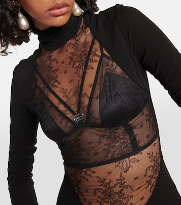 Abito midi in pizzo Chantilly e jersey | Dolce&Gabbana