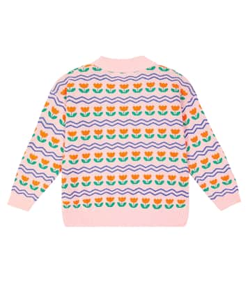 Flowers cotton and wool cardigan  | Tinycottons