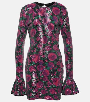 Vestido corto floral con lentejuelas | Rotate