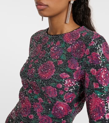 Vestido corto floral con lentejuelas | Rotate