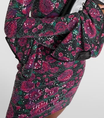 Vestido corto floral con lentejuelas | Rotate