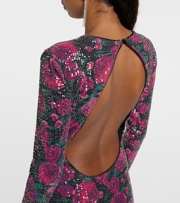 Vestido corto floral con lentejuelas | Rotate