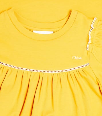 Abito in cotone con volant | Chloé Kids