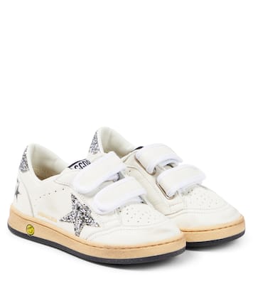Ball Star leather and glitter sneakers | Golden Goose Kids