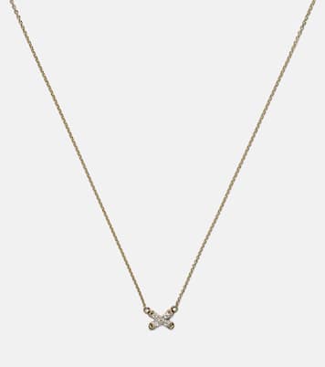 Collier Diamond Cross Stitch en or 14 ct et diamants blancs | Stone and Strand