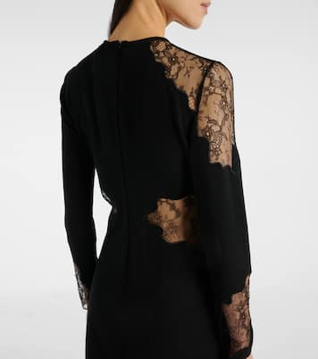 Abito lungo Enziana in crêpe di misto lana con pizzo | Max Mara