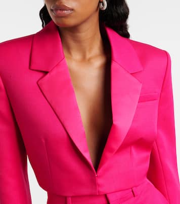 Blazer cropped in lana con applicazione | Area