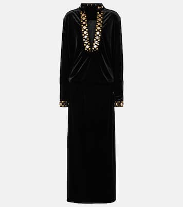 Robe longue Arol en velours à ornements | Dodo Bar Or