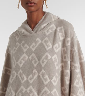 Poncho Monogram 72 à capuche en cachemire | Givenchy