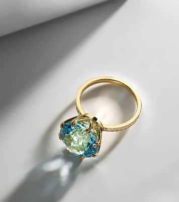 Bague Solitaire Crown en or 18 ct, topaze et diamants | Ileana Makri