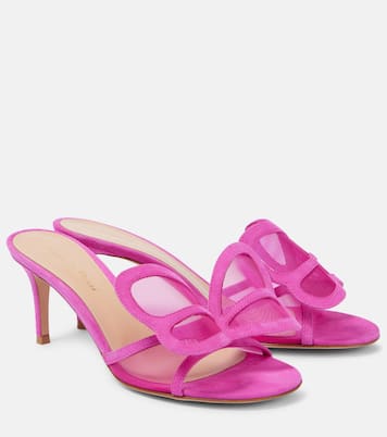 Pantoletten Ilia 70 aus Mesh udn Veloursleder | Gianvito Rossi