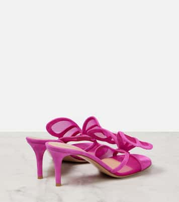 Pantoletten Ilia 70 aus Mesh udn Veloursleder | Gianvito Rossi