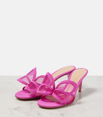 Pantoletten Ilia 70 aus Mesh udn Veloursleder | Gianvito Rossi