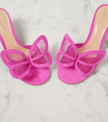Pantoletten Ilia 70 aus Mesh udn Veloursleder | Gianvito Rossi