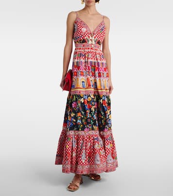 Printed tiered cotton maxi dress | Camilla