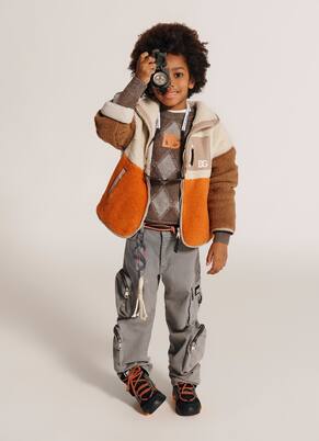 Colorblocked logo teddy jacket | Dolce&Gabbana Kids