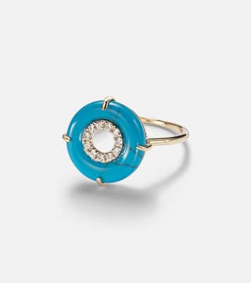 Ring aus 14kt Gelbgold mit Diamanten und Türkis | Mateo