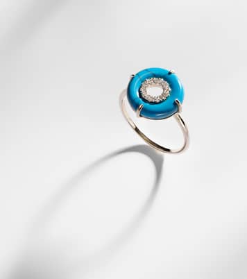 Ring aus 14kt Gelbgold mit Diamanten und Türkis | Mateo