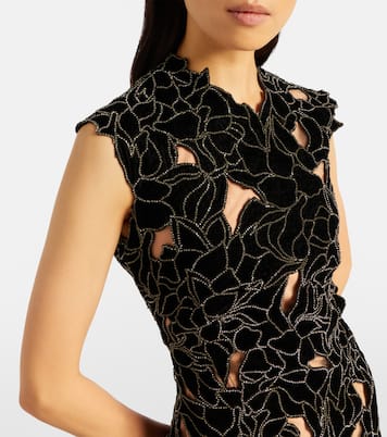 Serisa embellished lace-trimmed velvet gown | Costarellos