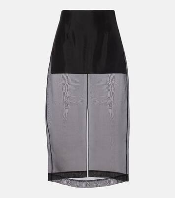 High-Rise-Midirock aus Seidenorganza | Frame