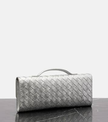 Andiamo Intrecciato编织金属感皮革手拿包 | Bottega Veneta