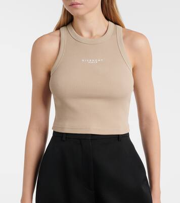 Logo cropped cotton jersey tank top | Givenchy