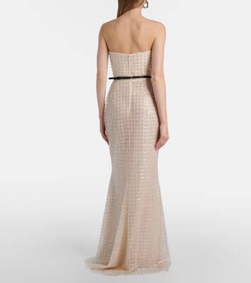 Embellished silk-blend bustier gown | Elie Saab