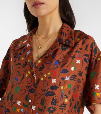 Prague printed silk twill shirt | Asceno