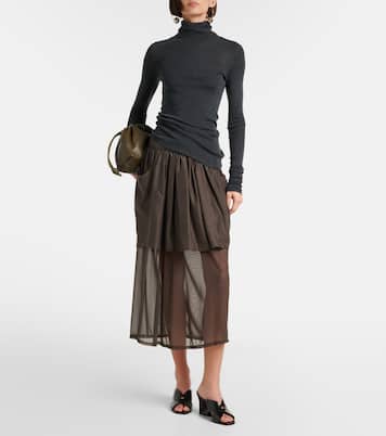 Draped semi-sheer silk midi skirt | Lemaire