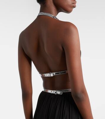 Leather-trimmed draped gown | Alaïa