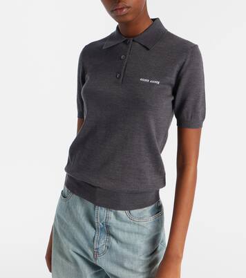 Logo wool polo sweater | Miu Miu