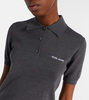 Logo wool polo sweater | Miu Miu