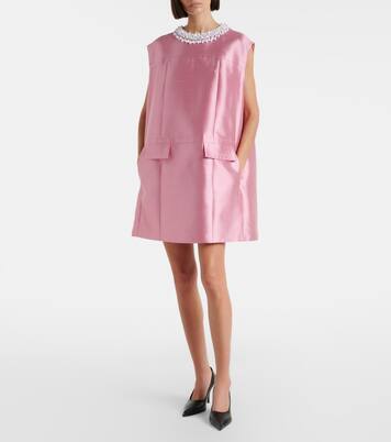 Verziertes Minikleid aus Wolle und Seide | Prada