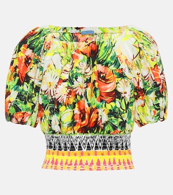 Top de popelín de algodón floral | Prada