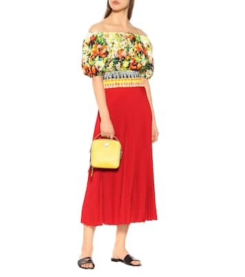 Top de popelín de algodón floral | Prada