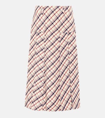 Gonna midi a quadri in lana | Prada
