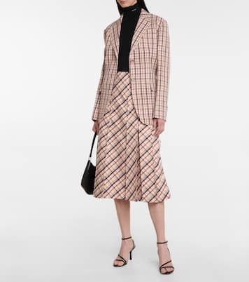 Gonna midi a quadri in lana | Prada