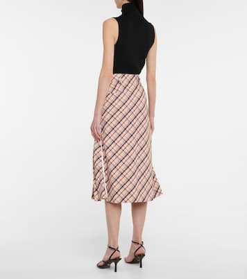 Gonna midi a quadri in lana | Prada