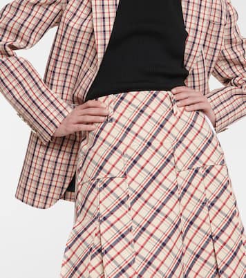 Gonna midi a quadri in lana | Prada