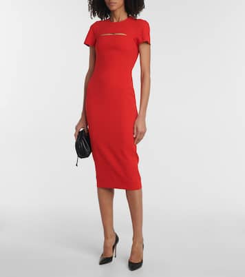 Peekaboo crêpe midi dress | Victoria Beckham