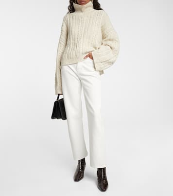 Croc-effect leather ankle boots | Toteme