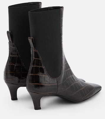 Croc-effect leather ankle boots | Toteme