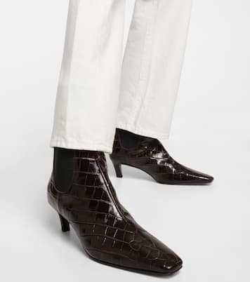 Croc-effect leather ankle boots | Toteme