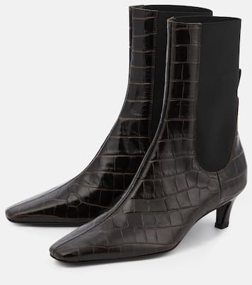 Croc-effect leather ankle boots | Toteme